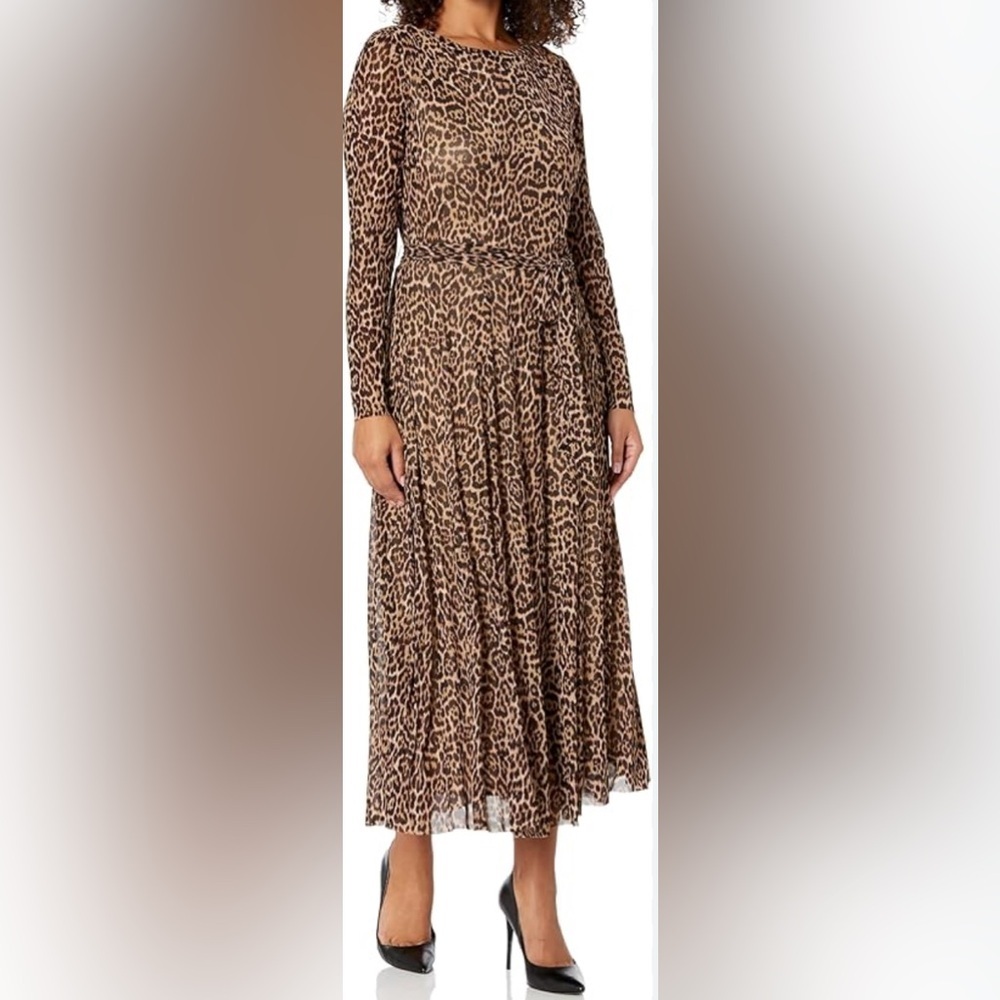 NWT Anne Klein Mesh Tie Waist Midi Dress